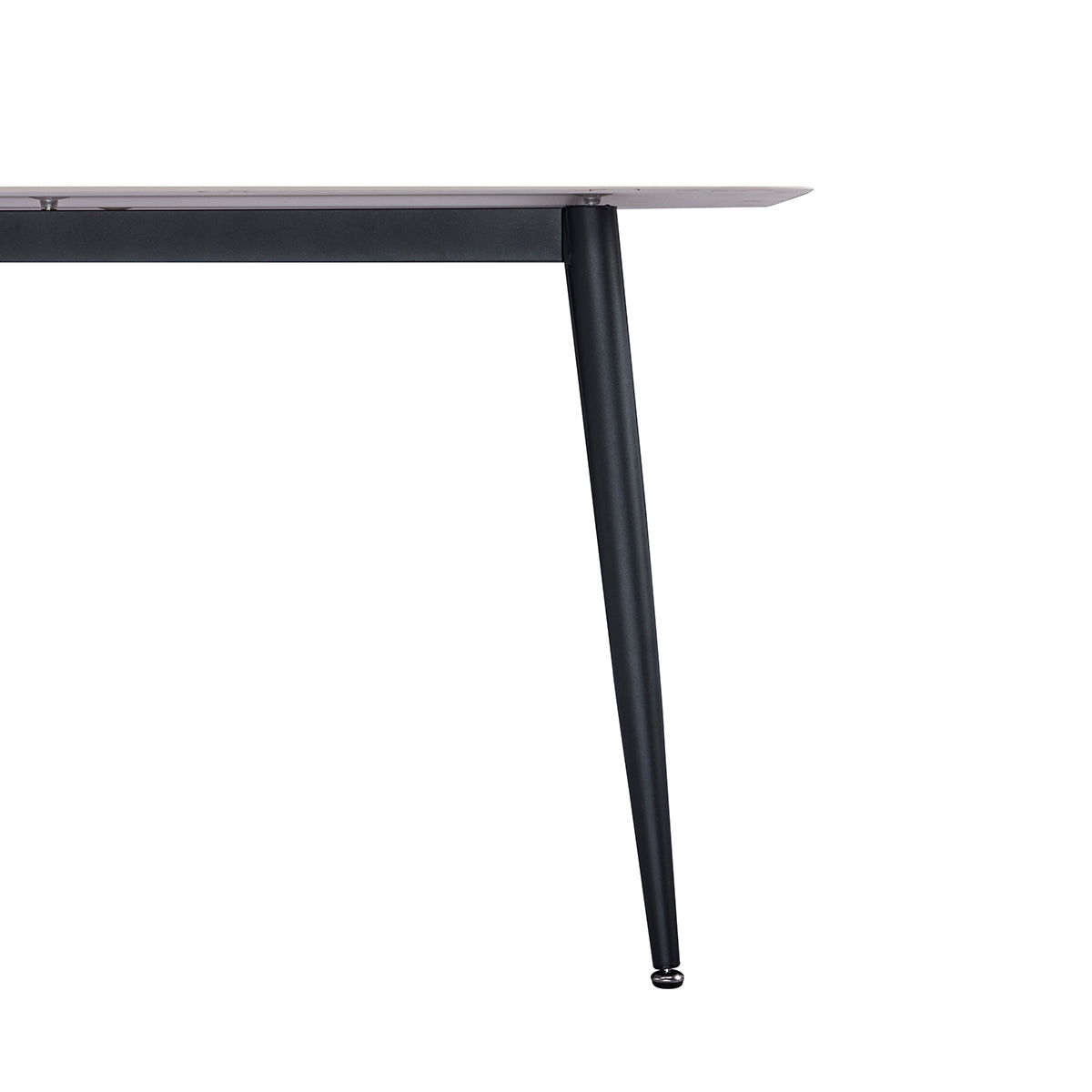 Détail du pied en métal noir de la table à manger rectangulaire 4 - 6 places DIVA dimensions 140 x 80 cm en finition stratifié aspect marbre blanc