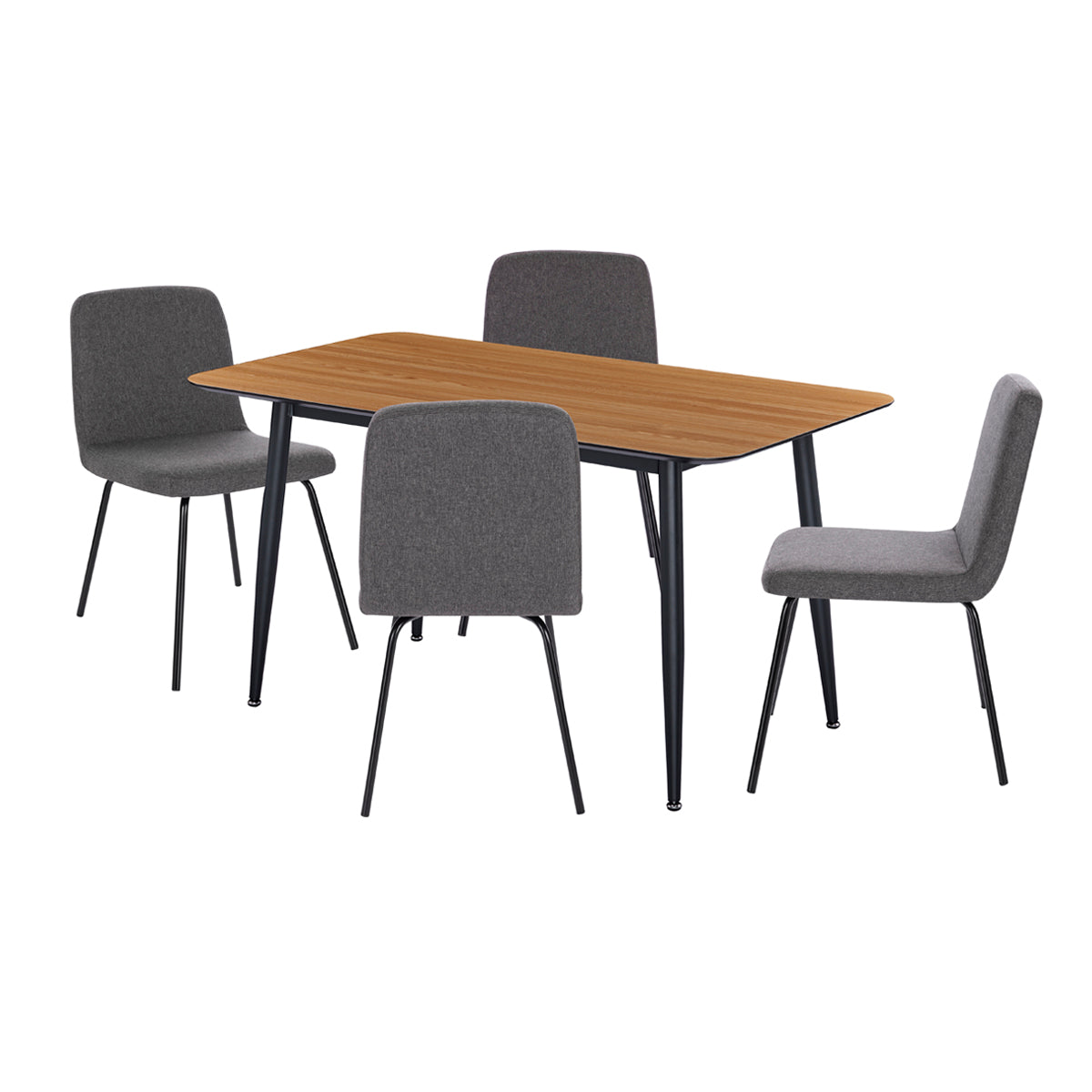 Vue d'ensemble de la table DIVA en finition mélanine chêne et pieds métal noirs