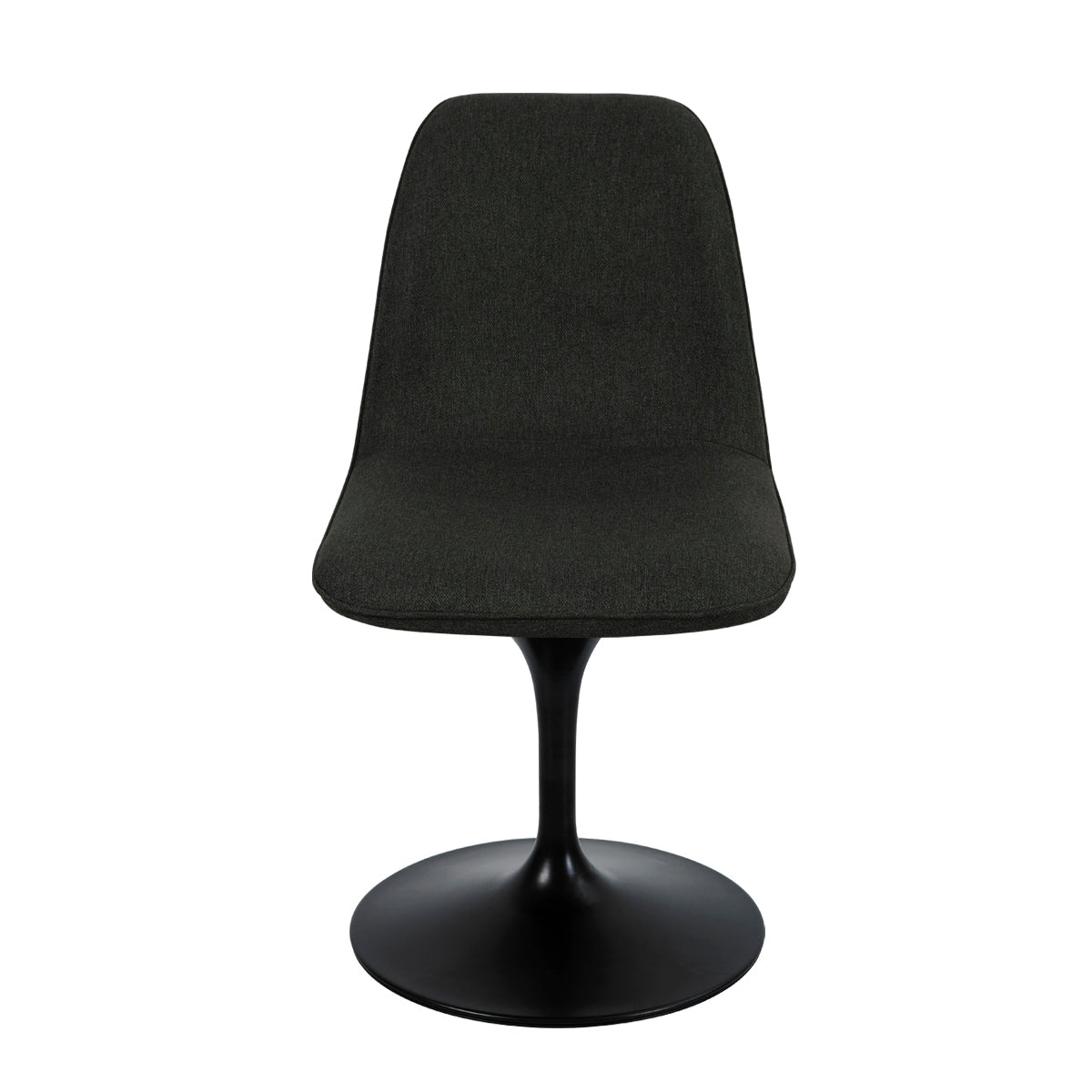 Vue de face de la chaise LORA finition tissu noir bronze