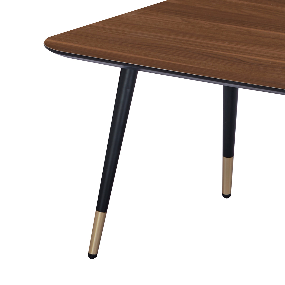 Détail des pieds de la table basse rectangulaire MATIS dimensions 110 x 60 cm en finition mélaminé imitation noyer