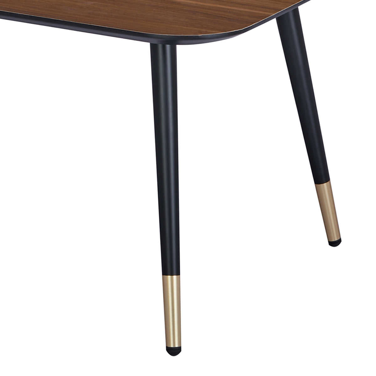 Détail des pieds de la table basse rectangulaire MATIS dimensions 110 x 60 cm en finition mélaminé imitation noyer